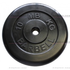 Диск для штанги MB Barbell черный - 30 мм - 10 кг в Сочи по цене 4428 ₽